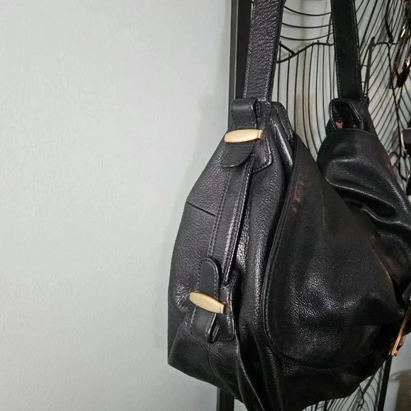 B. Makowsky | Black Butter Soft Slouchy  Moto Shoulder Bag - Picture 5 of 16